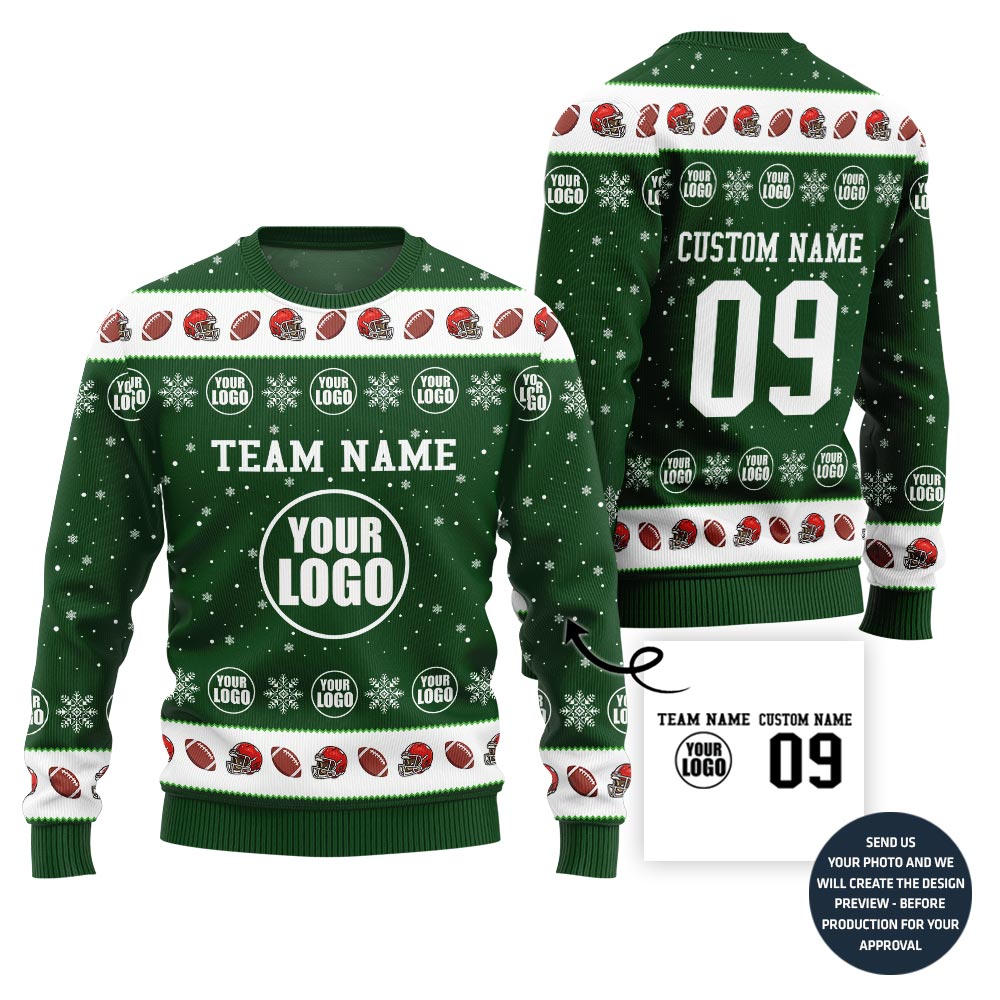 Unique Custom Logo Ugly Xmas Sweater For Football Team