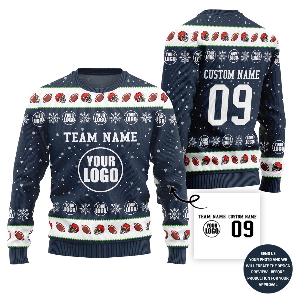Unique Custom Logo Ugly Xmas Sweater For Football Team