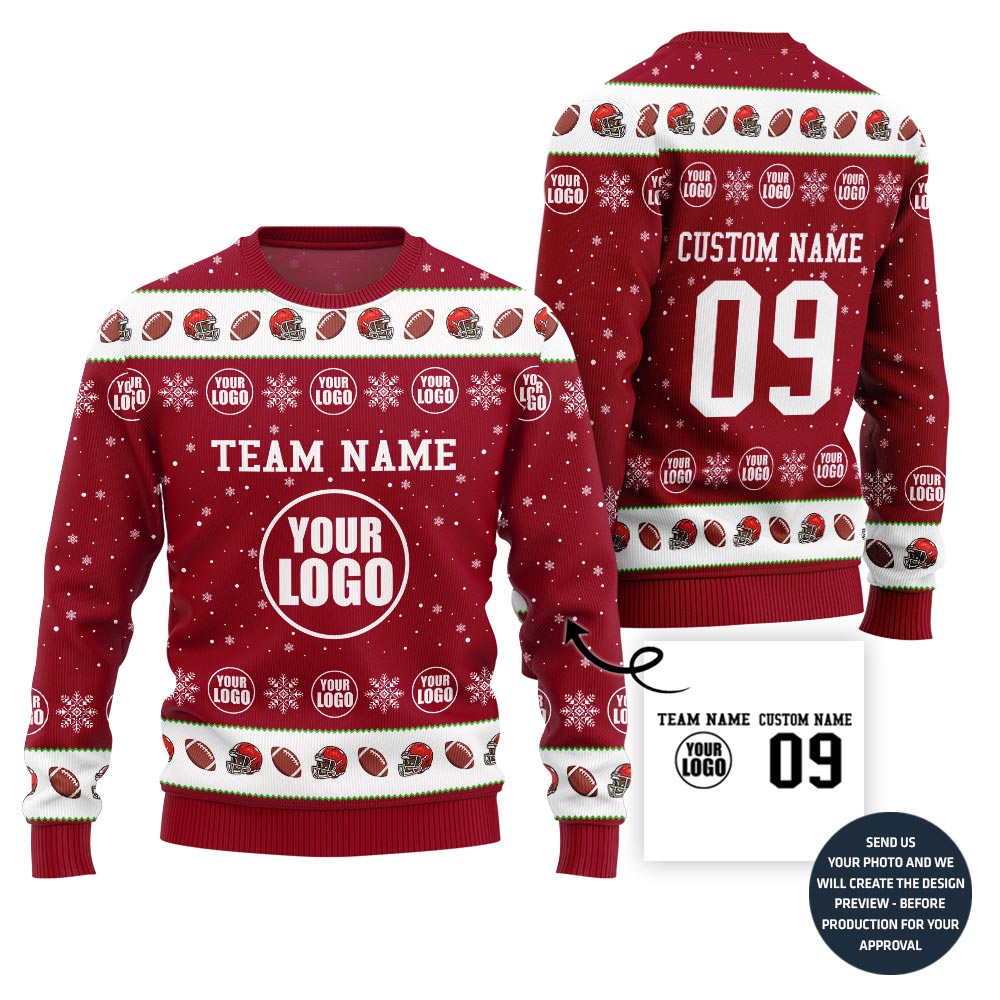 Unique Custom Logo Ugly Xmas Sweater For Football Team