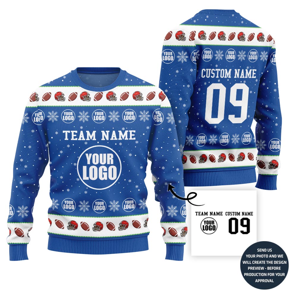 Unique Custom Logo Ugly Xmas Sweater For Football Team