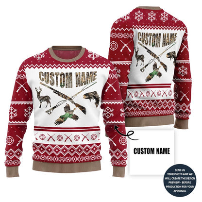 Unique Custom Name Hunting Ugly Christmas Sweater