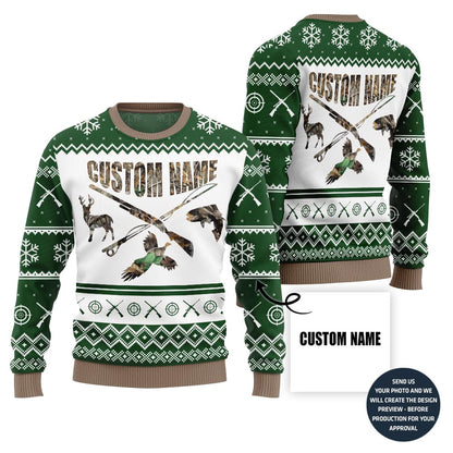 Unique Custom Name Hunting Ugly Christmas Sweater