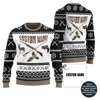 Unique Custom Name Hunting Ugly Christmas Sweater