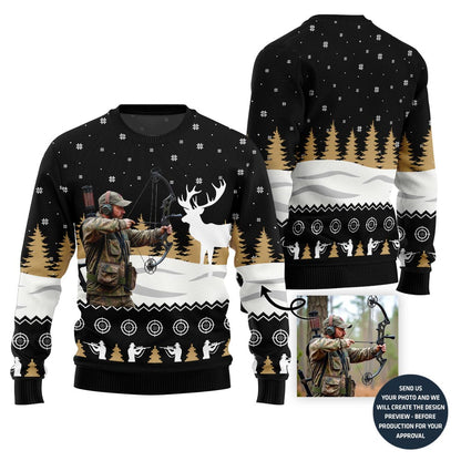 Unique Custom Picture Hunting Ugly Christmas Sweater For Men