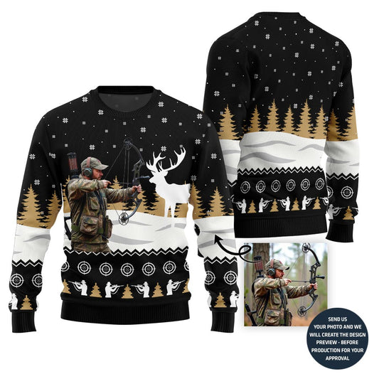 Unique Custom Picture Hunting Ugly Christmas Sweater For Men