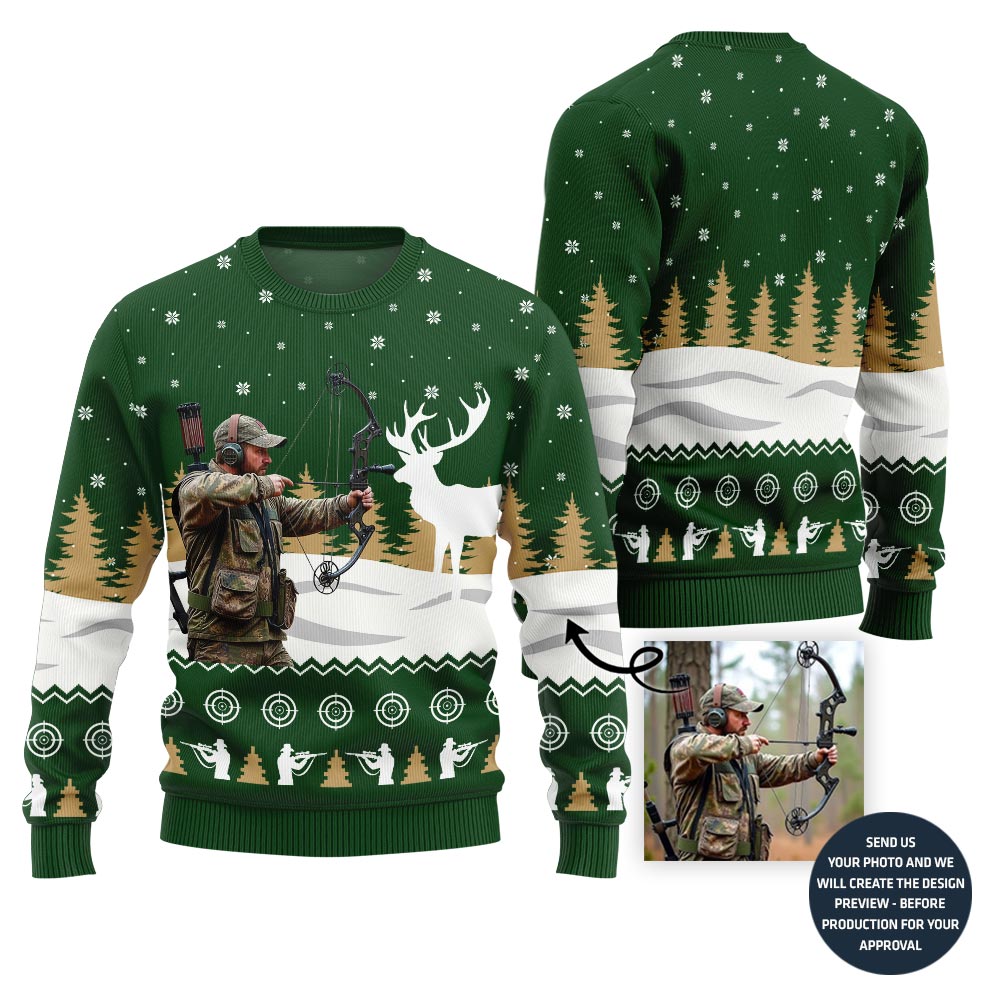 Unique Custom Picture Hunting Ugly Christmas Sweater For Men