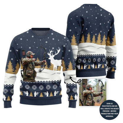Unique Custom Picture Hunting Ugly Christmas Sweater For Men