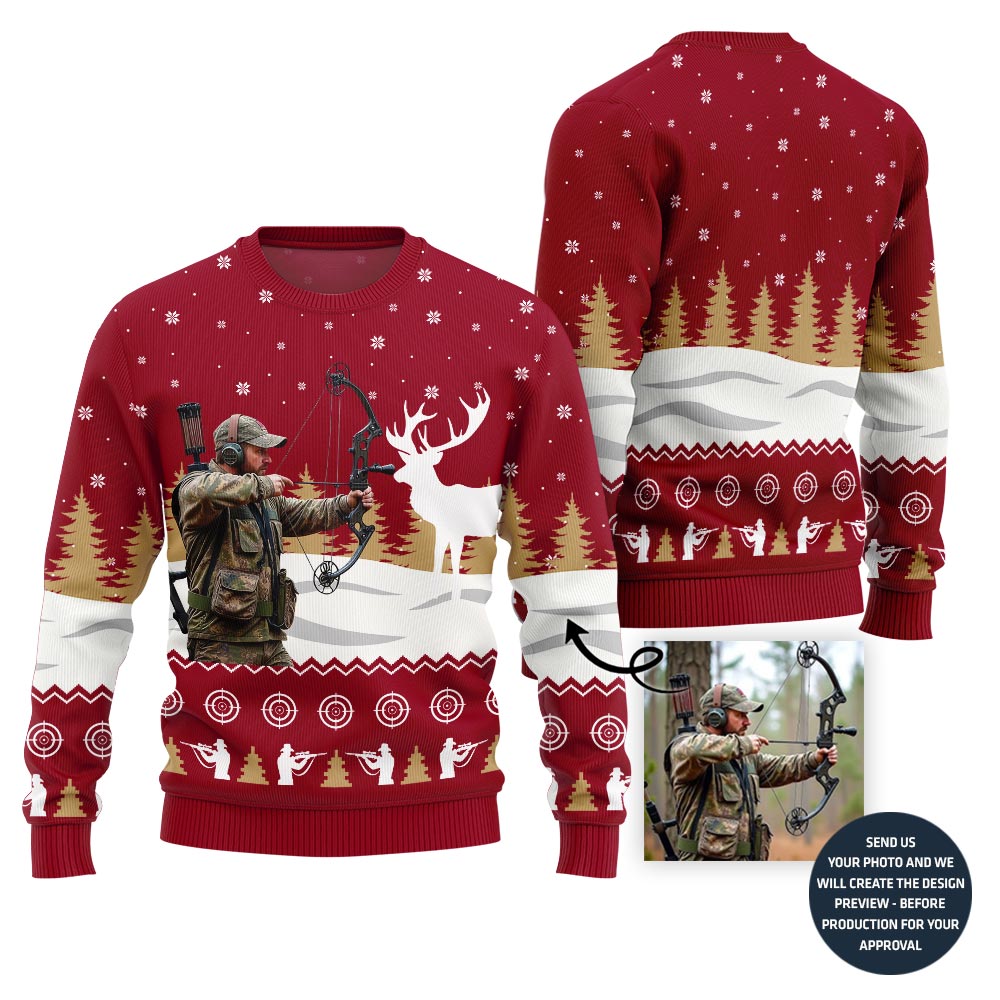 Unique Custom Picture Hunting Ugly Christmas Sweater For Men