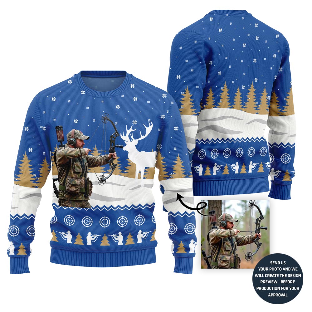 Unique Custom Picture Hunting Ugly Christmas Sweater For Men