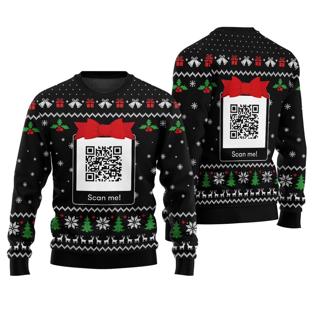 Unique Custom QR Code Funny Ugly Christmas Sweater