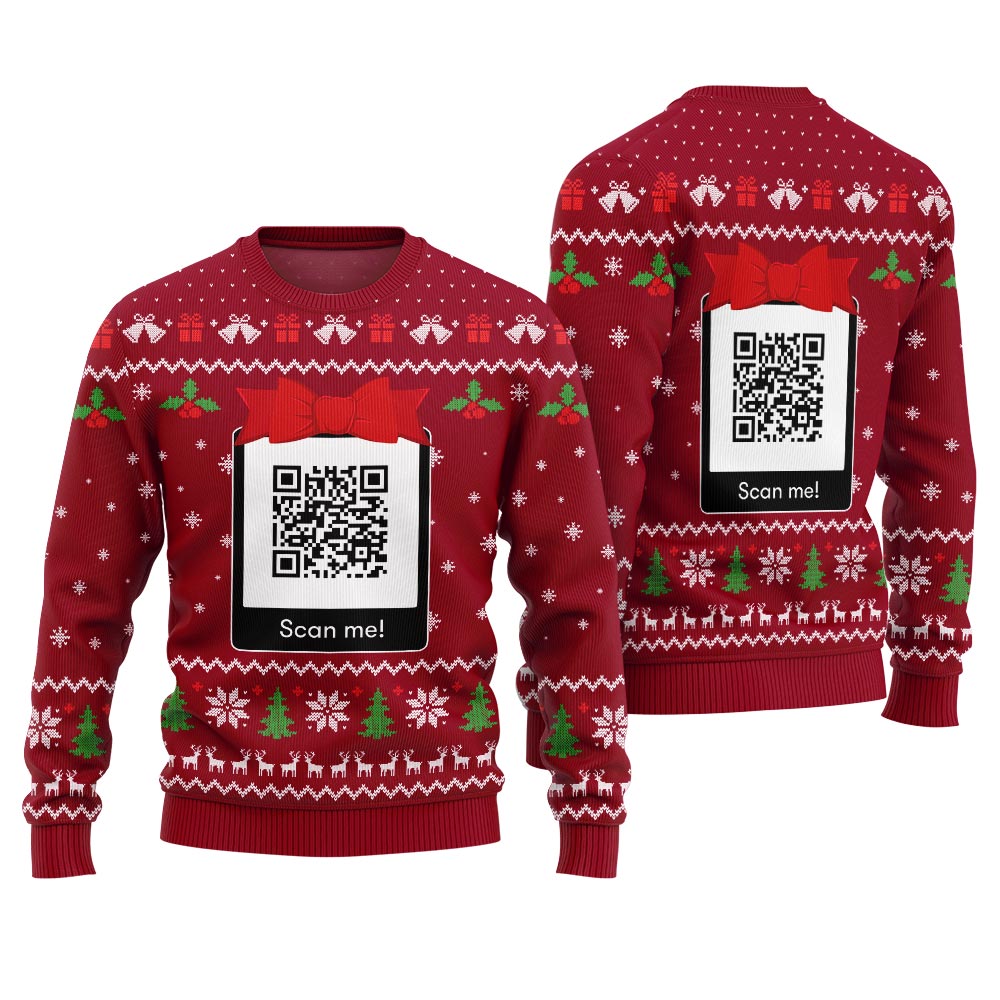 Unique Custom QR Code Funny Ugly Christmas Sweater