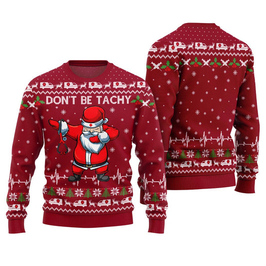 Unique Don't Be Tachy Ugly Christmas Sweater For Nurses Red