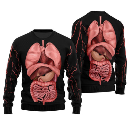 Unique Human Anatomy Ugly Sweater Black