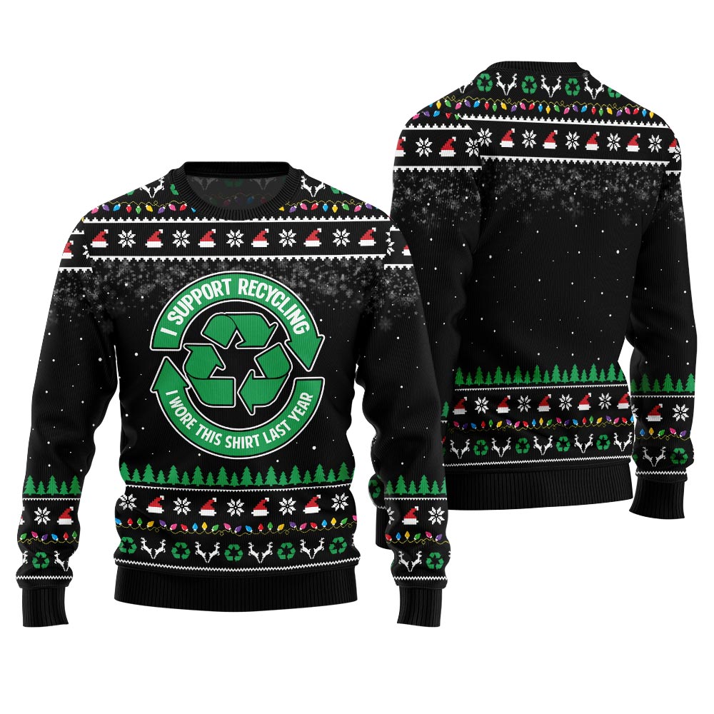 Unique I Support Recycling Funny Holiday Sweater