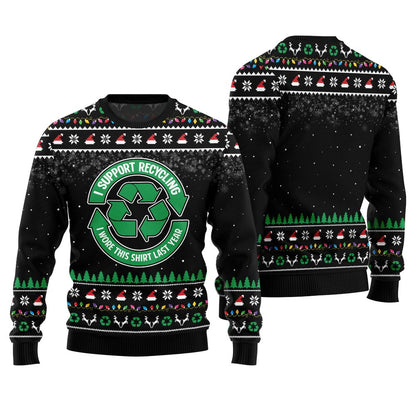 Unique I Support Recycling Funny Holiday Sweater