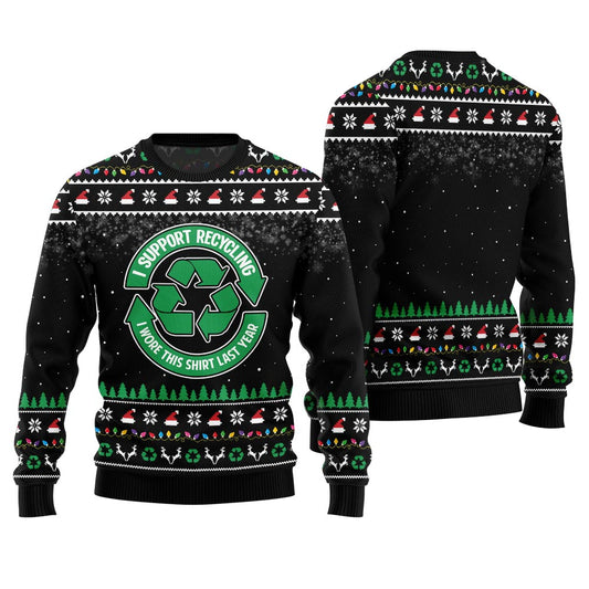 Unique I Support Recycling Funny Holiday Sweater