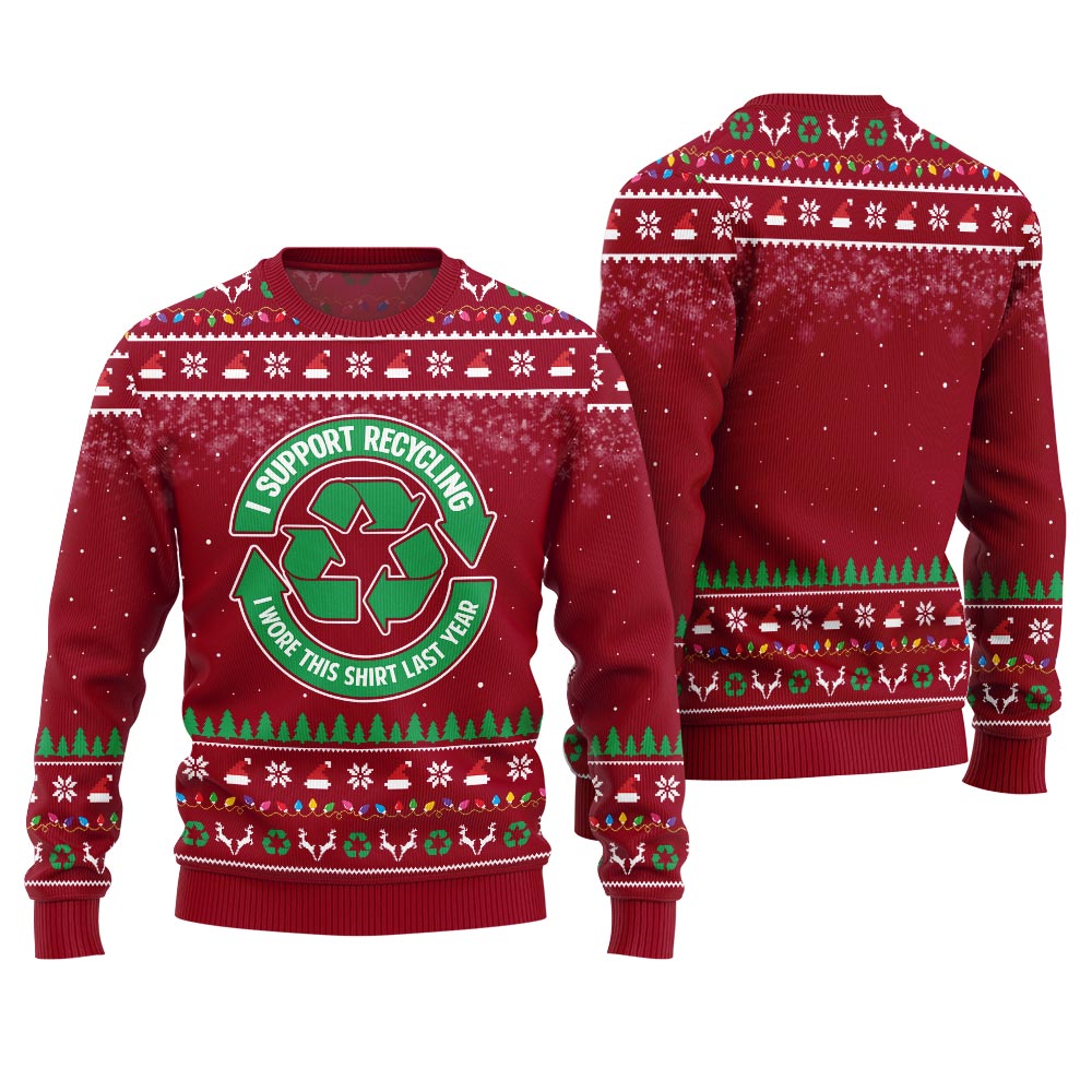 Unique I Support Recycling Funny Holiday Sweater