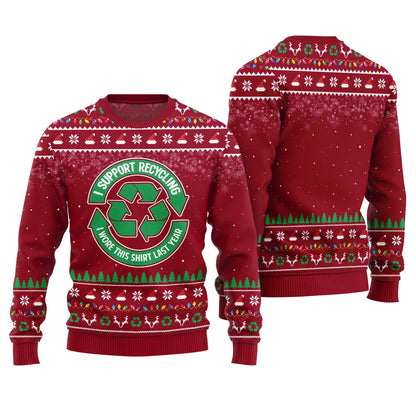 Unique I Support Recycling Funny Holiday Sweater