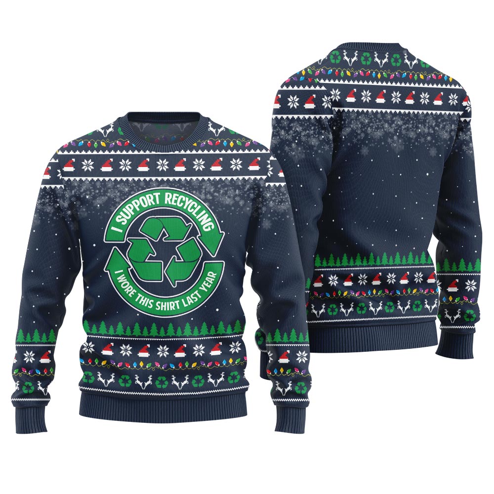 Unique I Support Recycling Funny Holiday Sweater