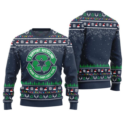 Unique I Support Recycling Funny Holiday Sweater
