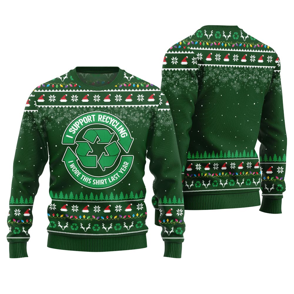 Unique I Support Recycling Funny Holiday Sweater