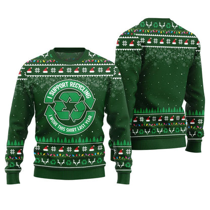 Unique I Support Recycling Funny Holiday Sweater