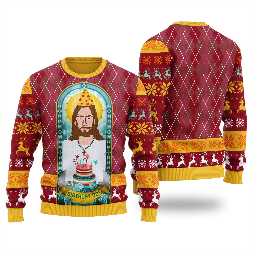 Unique Jesus Birthday Boy Funny Holiday Sweater