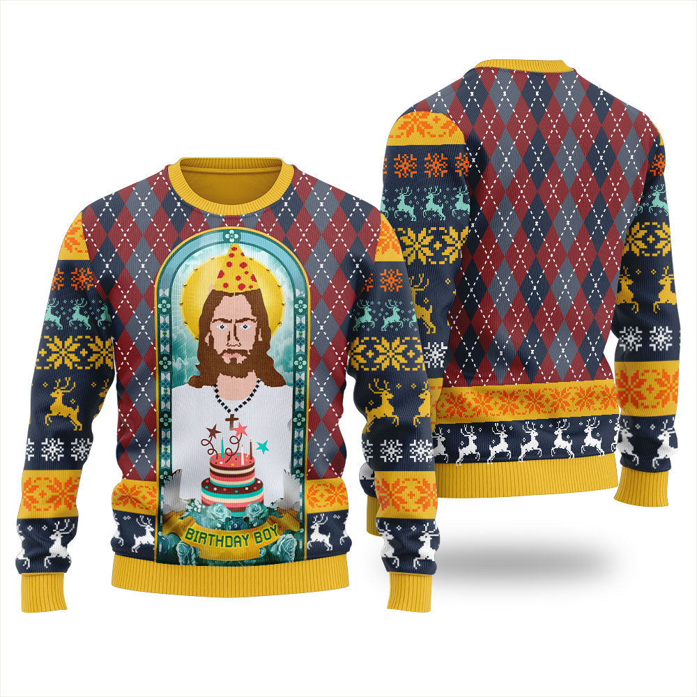 Unique Jesus Birthday Boy Funny Holiday Sweater