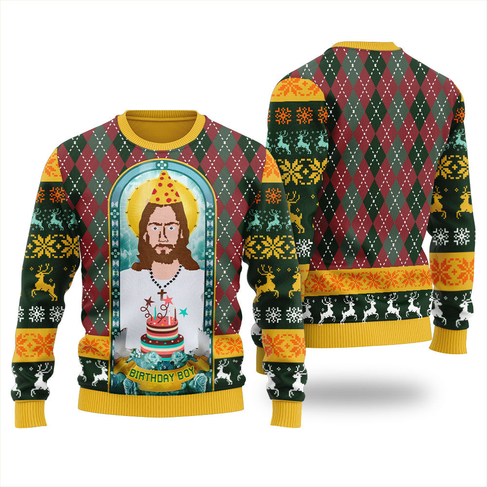 Unique Jesus Birthday Boy Funny Holiday Sweater