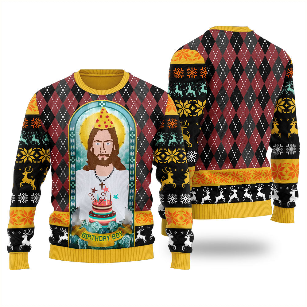 Unique Jesus Birthday Boy Funny Holiday Sweater
