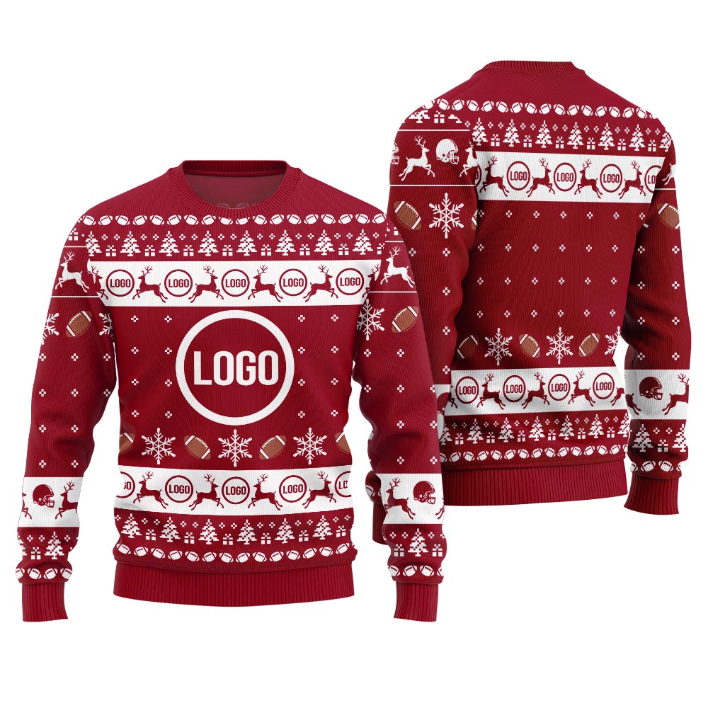 Unique Logo For Football Team Custom Ugly Xmas Sweater Women