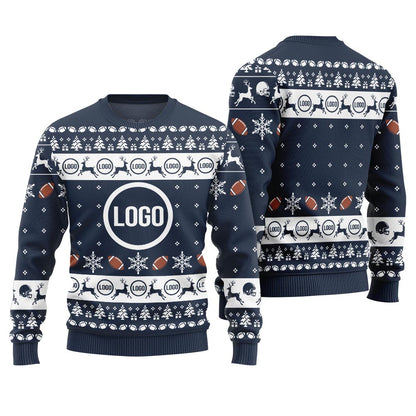 Unique Logo For Football Team Custom Ugly Xmas Sweater Women