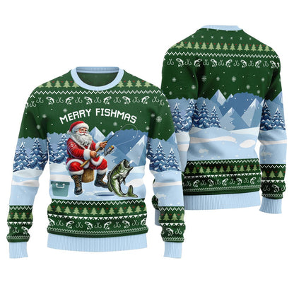 Unique Merry Fishmas Fishing Christmas Sweater