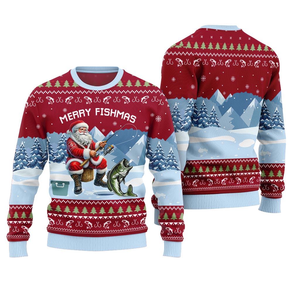 Unique Merry Fishmas Fishing Christmas Sweater