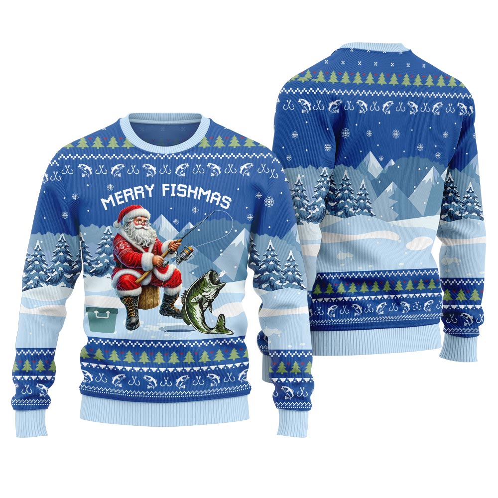 Unique Merry Fishmas Fishing Christmas Sweater