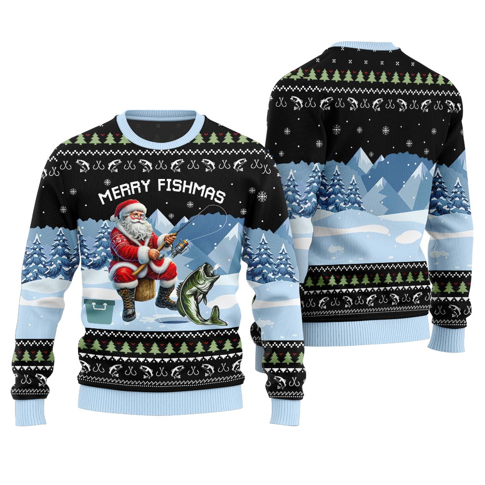 Unique Merry Fishmas Fishing Christmas Sweater