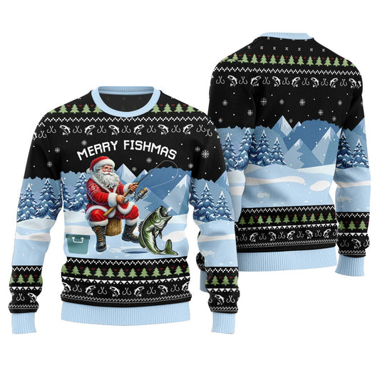 Unique Merry Fishmas Fishing Christmas Sweater