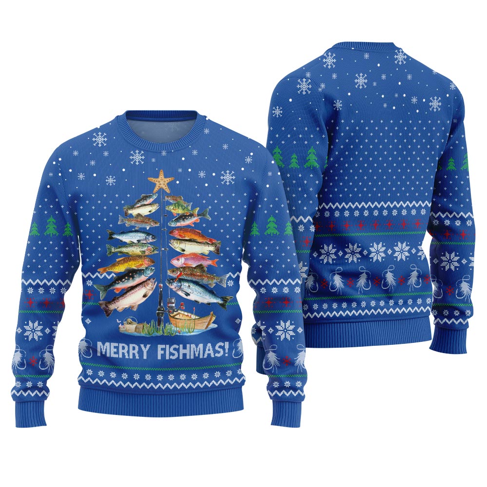 Unique Merry Fishmas Funny Ugly Christmas Sweater