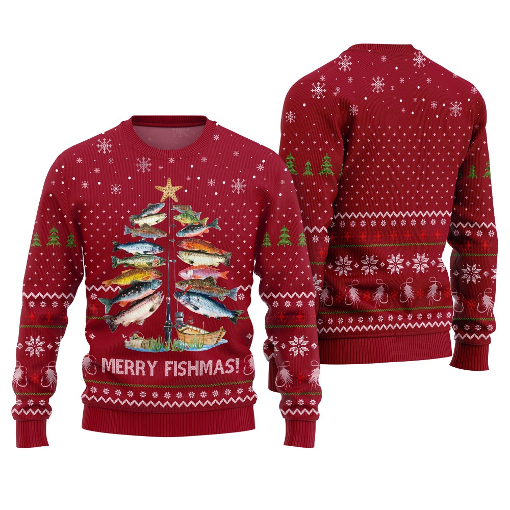 Unique Merry Fishmas Funny Ugly Christmas Sweater