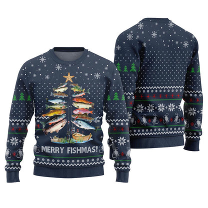 Unique Merry Fishmas Funny Ugly Christmas Sweater