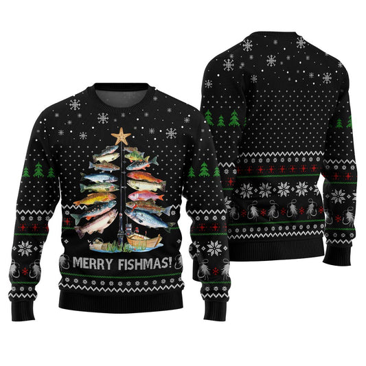 Unique Merry Fishmas Funny Ugly Christmas Sweater