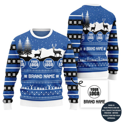Unique Mountain Reindeer Custom Holiday Sweater