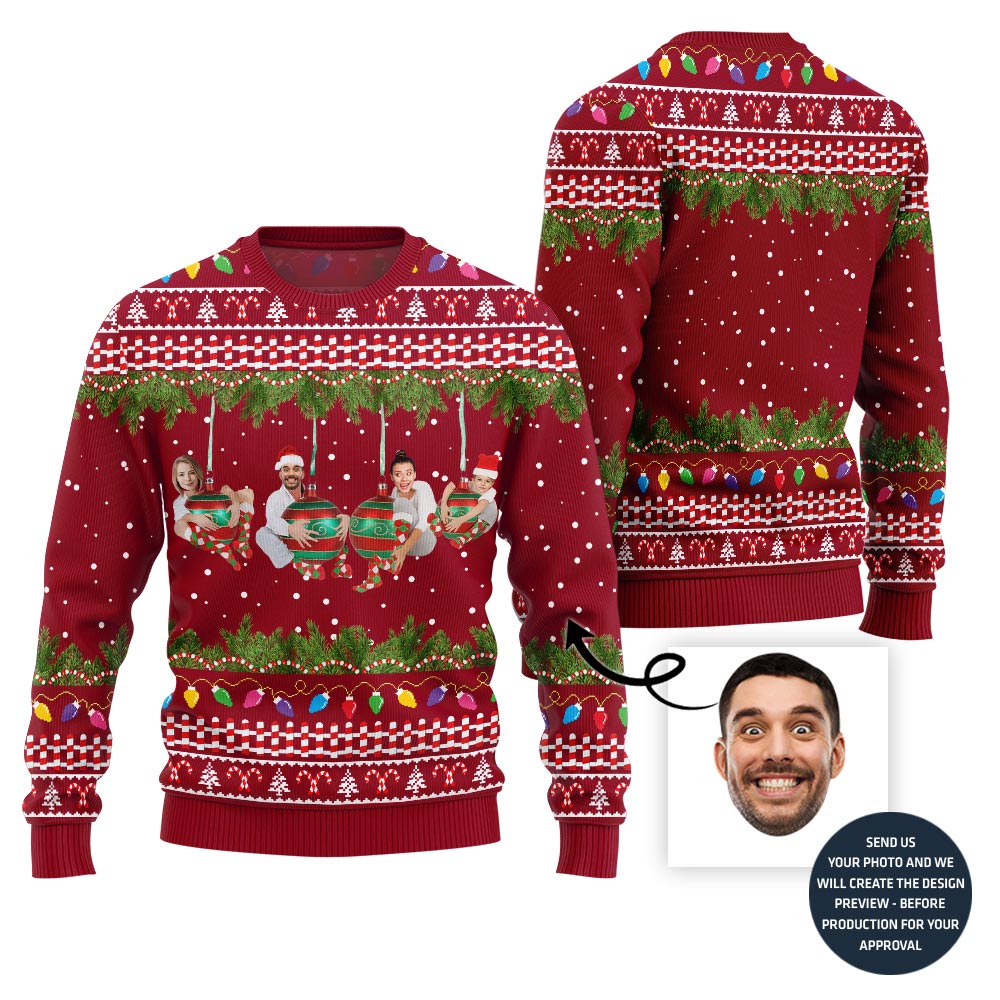 Unique Ornament Theme Custom Photo Ugly Xmas Sweater