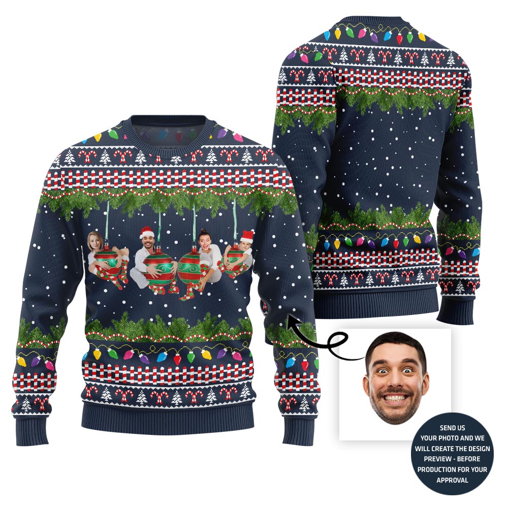 Unique Ornament Theme Custom Photo Ugly Xmas Sweater