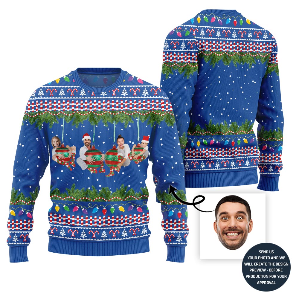 Unique Ornament Theme Custom Photo Ugly Xmas Sweater