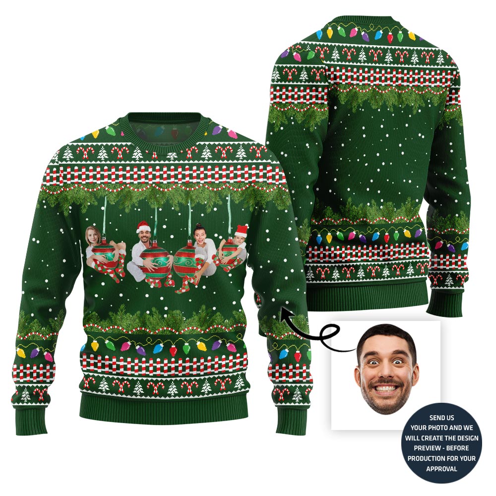 Unique Ornament Theme Custom Photo Ugly Xmas Sweater