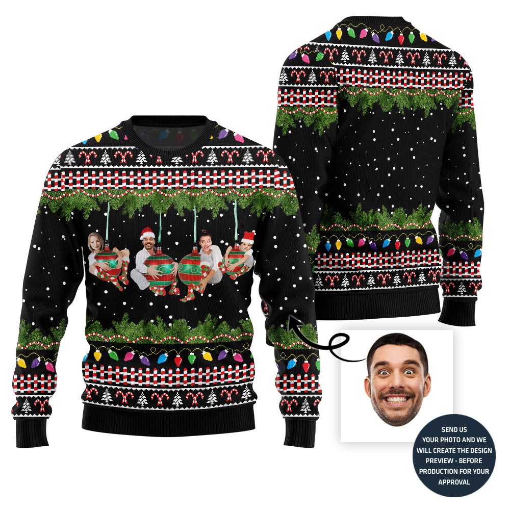 Unique Ornament Theme Custom Photo Ugly Xmas Sweater