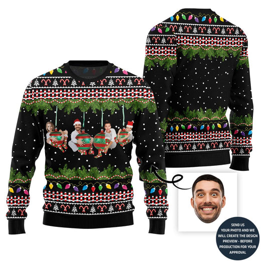 Unique Ornament Theme Custom Photo Ugly Xmas Sweater