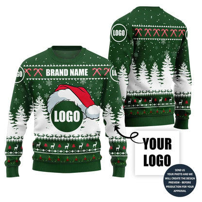Unique Personalized Business Logo and Brand Name Ugly Christmas Sweater