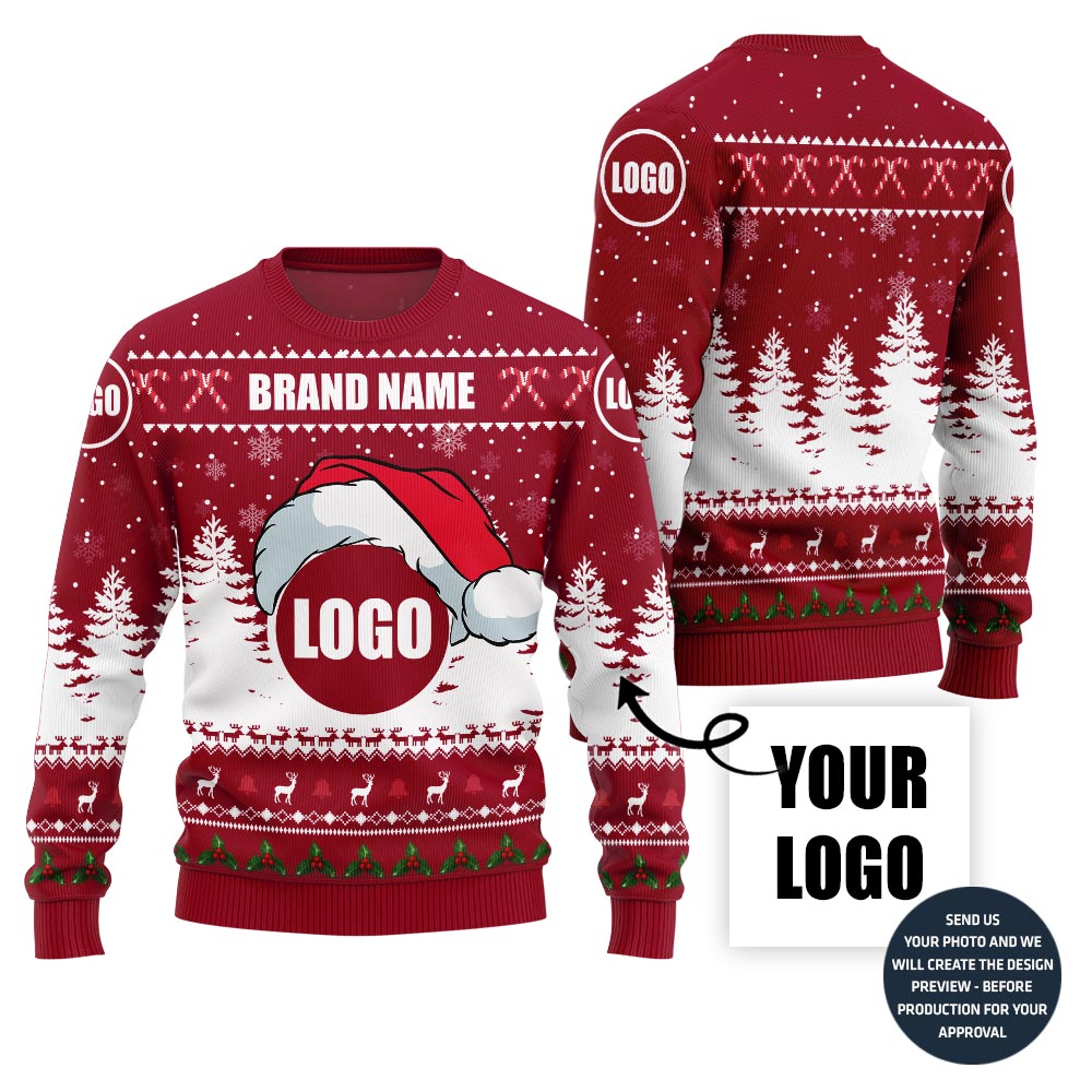 Unique Personalized Business Logo and Brand Name Ugly Christmas Sweater